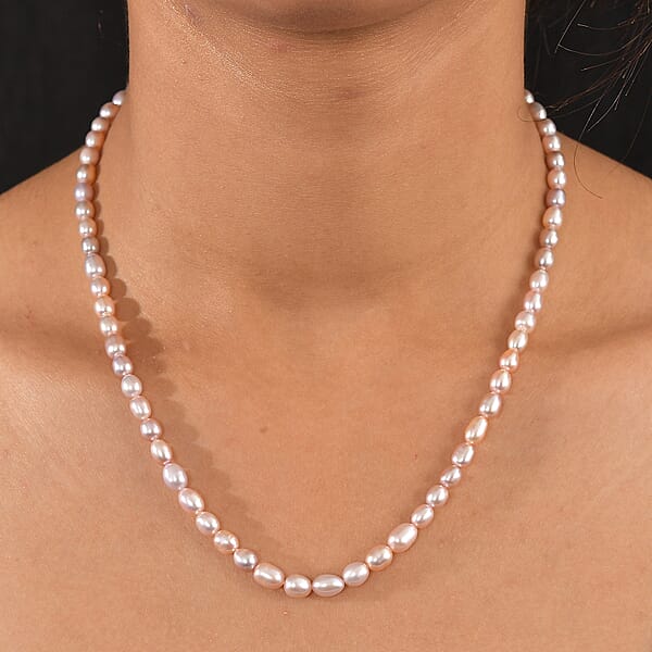 Shop Lc D'Joy Lavender Pearl Necklace In Rhodium Over Sterling Silver 18 Inches
