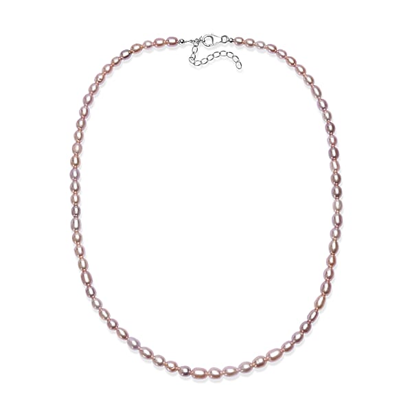 Shop Lc D'Joy Lavender Pearl Necklace In Rhodium Over Sterling Silver 18 Inches