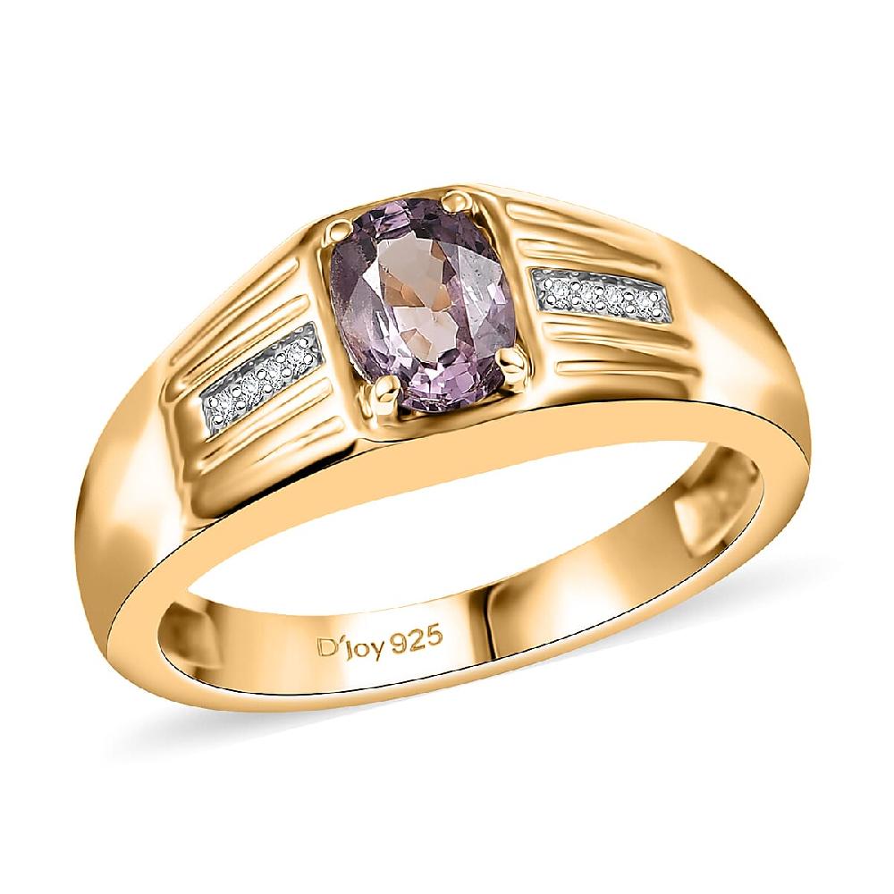 shop lc D'Joy Lavender Spinel Moissanite Men's Ring in 18K Vermeil YG Over Sterling Silver 1.00 ctw