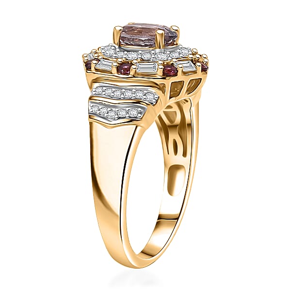 Shop Lc D'Joy Lavender Spinel Multi Gemstone Art Deco Ring In 18K Vermeil YG Over Sterling Silver 1.80 Ctw