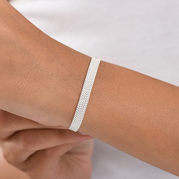 Shop Lc D'Joy Layering Box Link Bracelet In Sterling Silver (7.25 In) 7.3 Grams