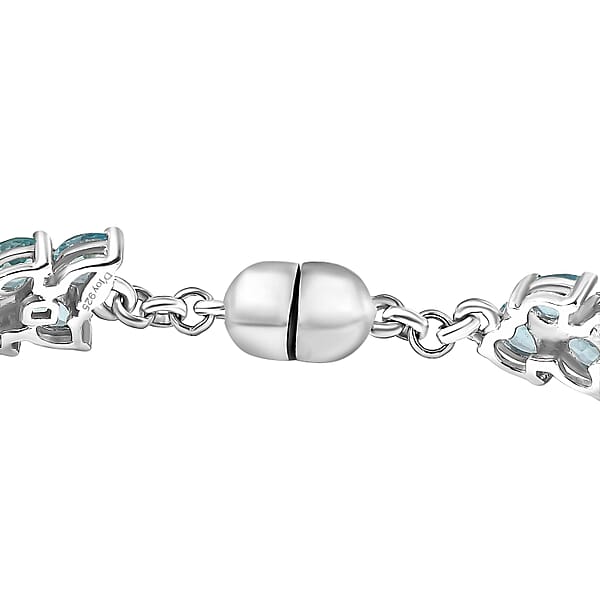 Shop Lc D'Joy Madagascar Blue Apatite Bracelet In Rhodium Over Sterling Silver 11.10 Ctw (7.25 Inches)