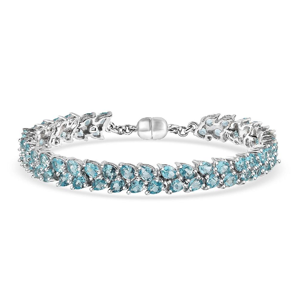 shop lc D'Joy Madagascar Blue Apatite Bracelet in Rhodium Over Sterling Silver 11.10 ctw (7.25 Inches)