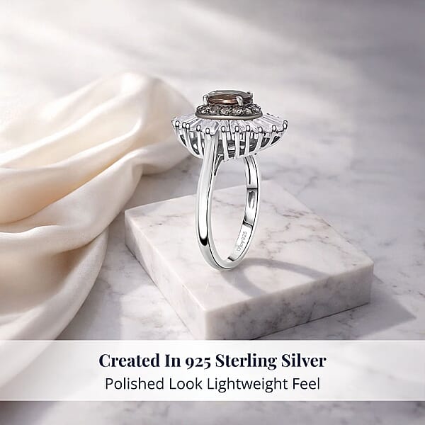 Shop Lc D'Joy Madagascar Color Change Garnet And Moissanite 3.35 Ctw Starburst Elegance Ring In Rhodium Over Sterling Silver