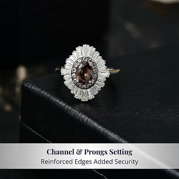 Shop Lc D'Joy Madagascar Color Change Garnet And Moissanite 3.35 Ctw Starburst Elegance Ring In Rhodium Over Sterling Silver