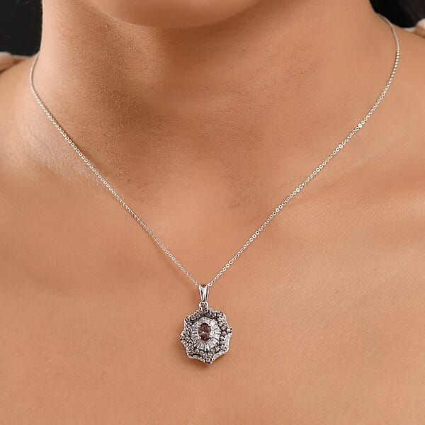 Shop Lc D'Joy Madagascar Color Change Garnet And White Zircon 2.10 Ctw Celestial Radiance Pendant Necklace 20 Inches In Rhodium Over Sterling Silver