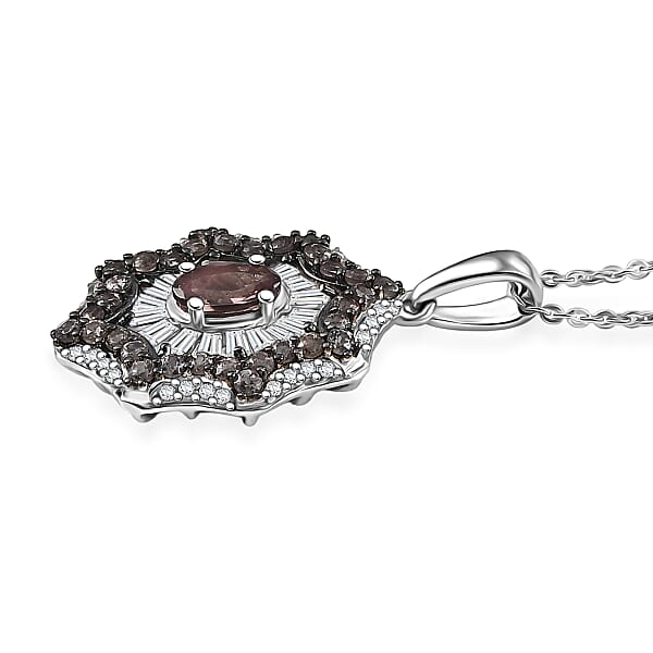 Shop Lc D'Joy Madagascar Color Change Garnet And White Zircon 2.10 Ctw Celestial Radiance Pendant Necklace 20 Inches In Rhodium Over Sterling Silver