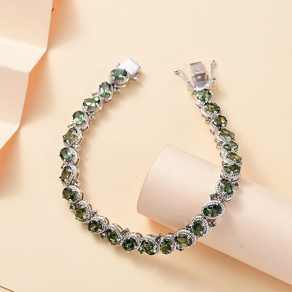 Shop Lc D'Joy Madagascar Green Apatite 12.75 Ctw Floral Vine Bracelet In Rhodium Over Sterling Silver (7.25 In)