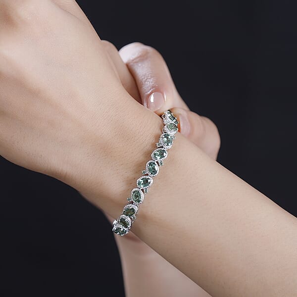 Shop Lc D'Joy Madagascar Green Apatite 12.75 Ctw Floral Vine Bracelet In Rhodium Over Sterling Silver (7.25 In)