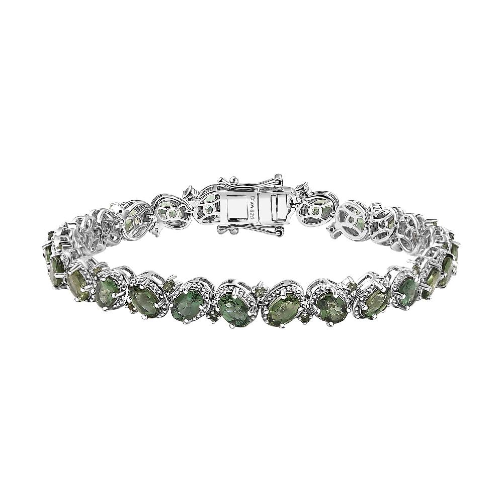 shop lc D'Joy Madagascar Green Apatite 12.75 ctw Floral Vine Bracelet in Rhodium Over Sterling Silver (7.25 In)