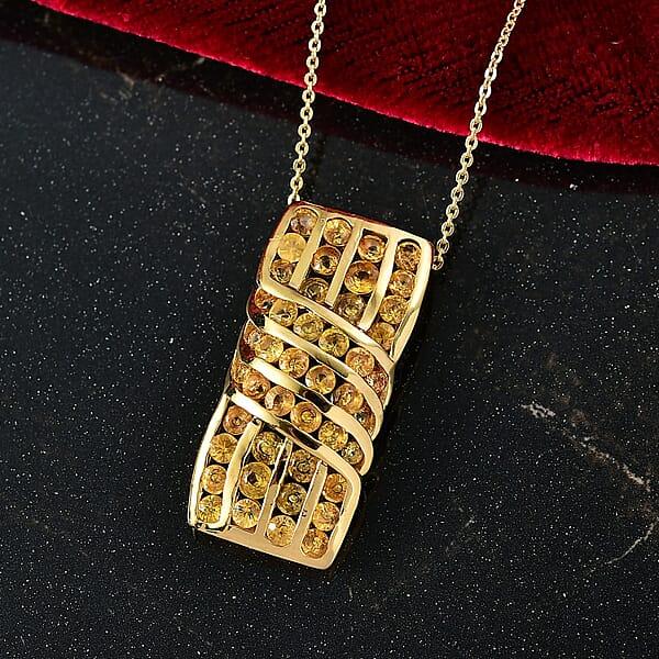 Shop Lc D'Joy Madagascar Yellow Sapphire 3.50 Ctw Ocean Waves Pendant Necklace In 18K Vermeil Yellow Gold Over Sterling Silver 20 Inches