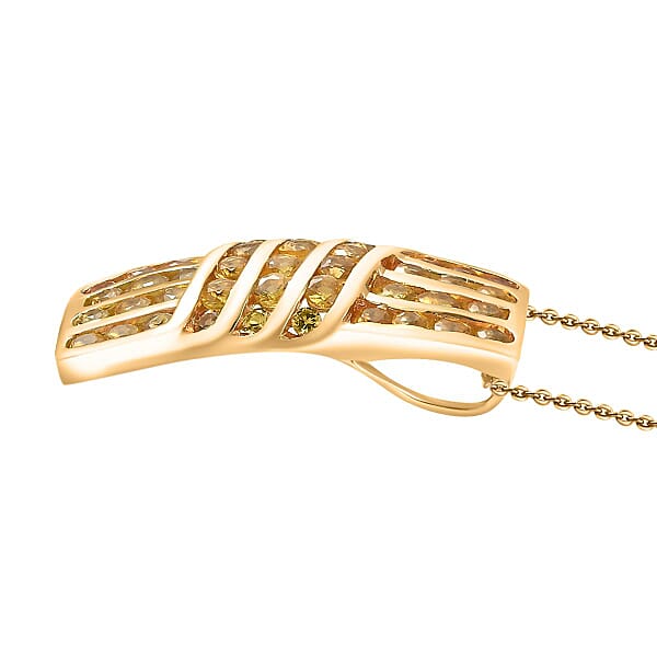 Shop Lc D'Joy Madagascar Yellow Sapphire 3.50 Ctw Ocean Waves Pendant Necklace In 18K Vermeil Yellow Gold Over Sterling Silver 20 Inches