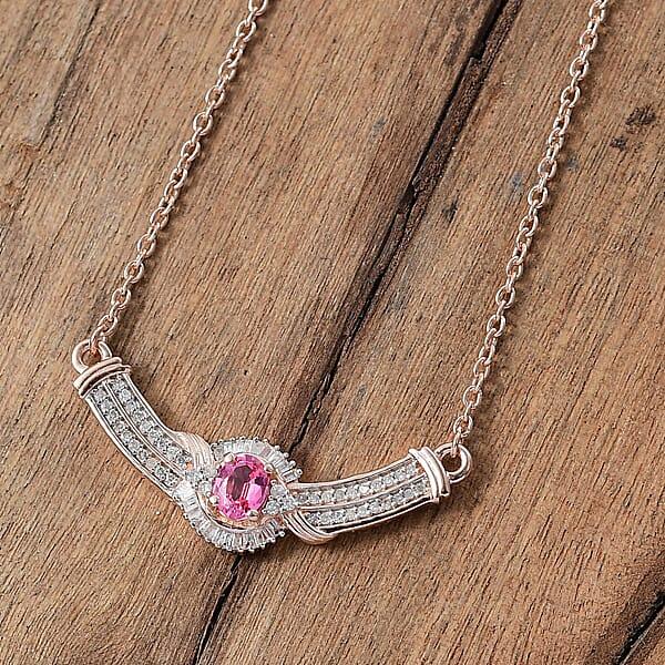 Shop Lc D'Joy Mahenge Spinel And White Diamond 0.60 Ctw Celebrity Necklace In 18K Vermeil Rose Gold Over Sterling Silver 18-20 Inches