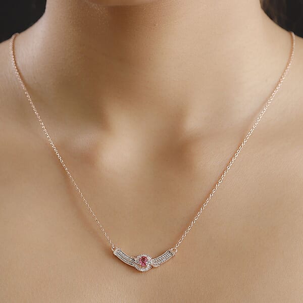 Shop Lc D'Joy Mahenge Spinel And White Diamond 0.60 Ctw Celebrity Necklace In 18K Vermeil Rose Gold Over Sterling Silver 18-20 Inches