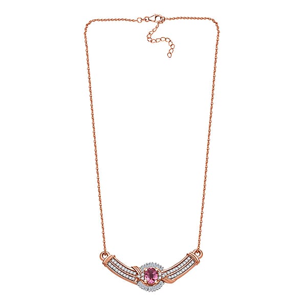 Shop Lc D'Joy Mahenge Spinel And White Diamond 0.60 Ctw Celebrity Necklace In 18K Vermeil Rose Gold Over Sterling Silver 18-20 Inches