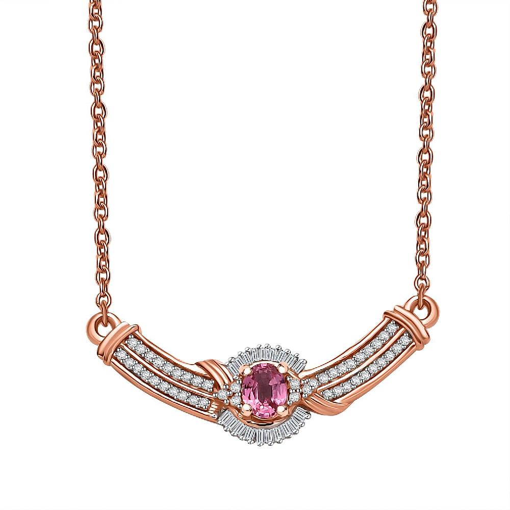 shop lc D'Joy Mahenge Spinel and White Diamond 0.60 ctw Celebrity Necklace in 18K Vermeil Rose Gold Over Sterling Silver 18-20 Inches