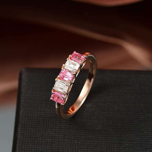Shop Lc D'Joy Mahenge Spinel Moissanite Ring In 18K Vermeil RG Over Sterling Silver 1.15 Ctw