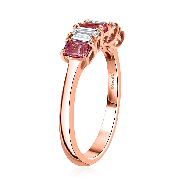 Shop Lc D'Joy Mahenge Spinel Moissanite Ring In 18K Vermeil RG Over Sterling Silver 1.15 Ctw