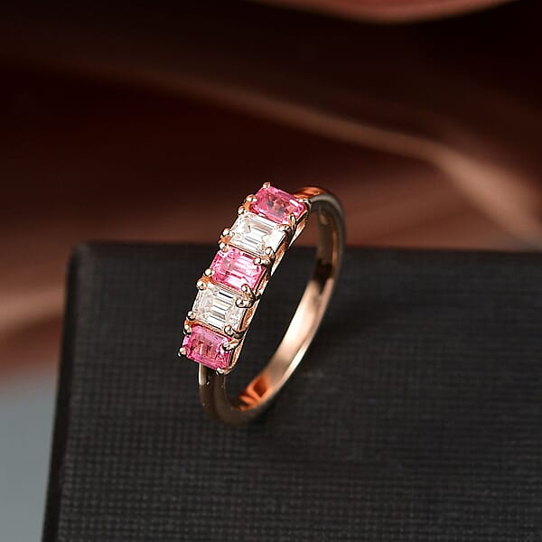 Shop Lc D'Joy Mahenge Spinel Moissanite Ring In 18K Vermeil RG Over Sterling Silver 1.15 Ctw