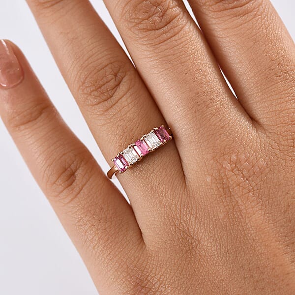 Shop Lc D'Joy Mahenge Spinel Moissanite Ring In 18K Vermeil RG Over Sterling Silver 1.15 Ctw