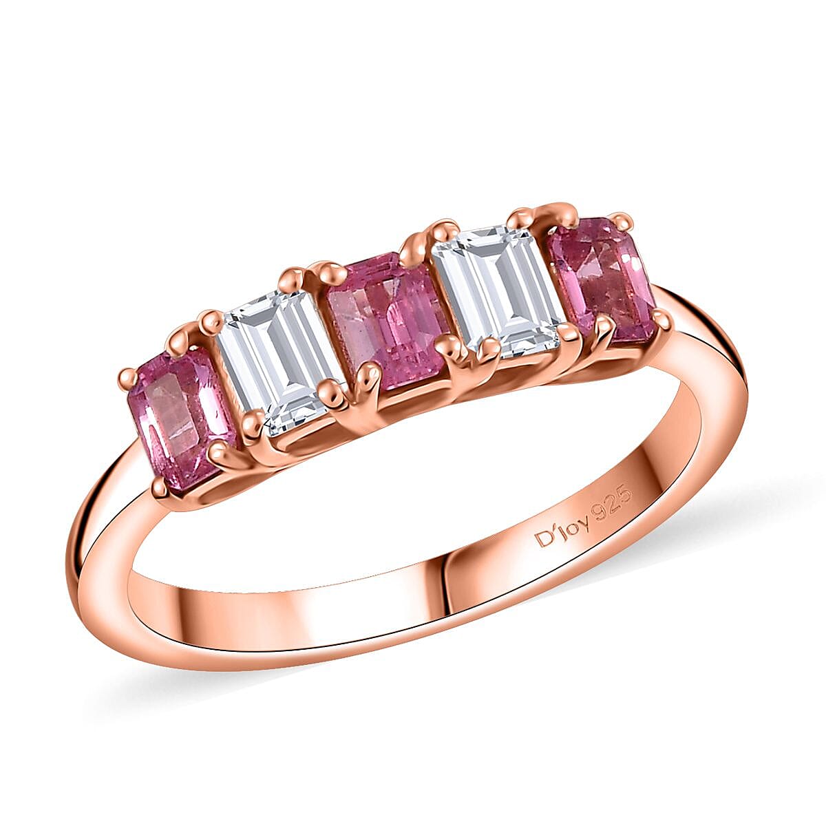 shop lc D'Joy Mahenge Spinel Moissanite Ring in 18K Vermeil RG Over Sterling Silver 1.15 ctw