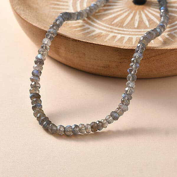 Shop Lc D'Joy Malagasy Labradorite 75.00 Ctw Aurora Blossom Beaded Necklace In Rhodium Over Sterling Silver (18-20 Inches)