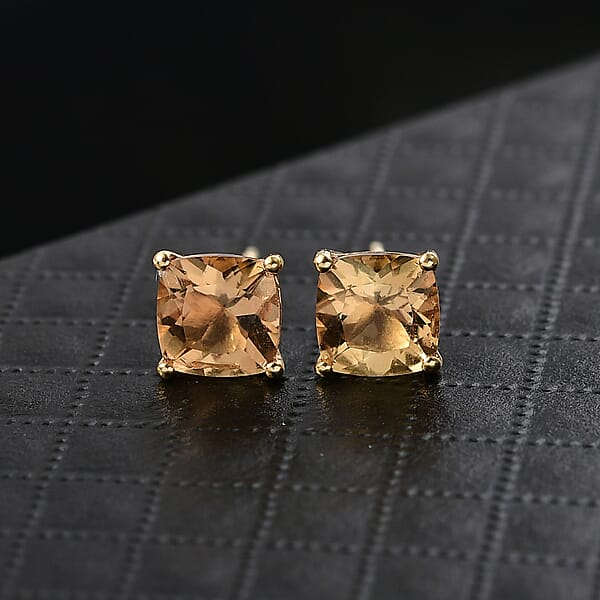 Shop Lc D'Joy Marialite Stud Earrings In 18K Vermeil YG Over Sterling Silver 2.70 Ctw