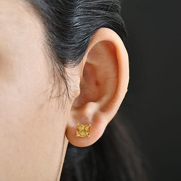 Shop Lc D'Joy Marialite Stud Earrings In 18K Vermeil YG Over Sterling Silver 2.70 Ctw
