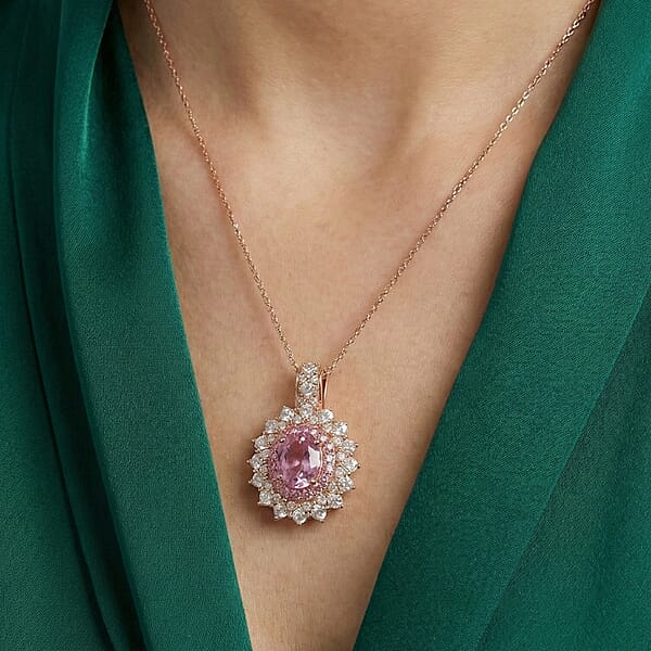 Shop Lc D'Joy Martha Rocha Kunzite And Multi Gemstone 3.80 Ctw Dahlia Bloom Pendant Necklace In 18K Vermeil Rose Gold Over Sterling Silver 20 Inches