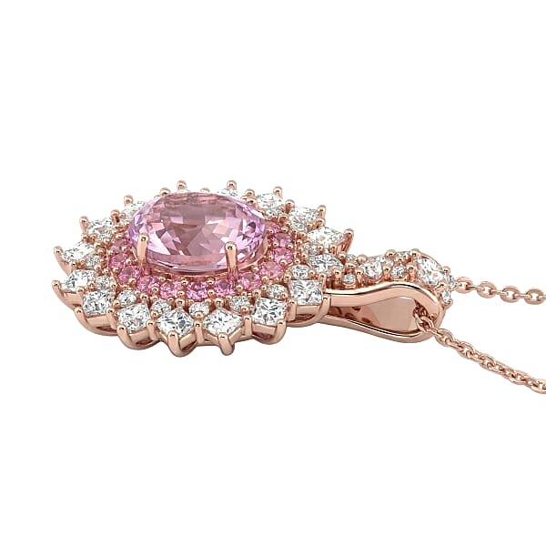 Shop Lc D'Joy Martha Rocha Kunzite And Multi Gemstone 3.80 Ctw Dahlia Bloom Pendant Necklace In 18K Vermeil Rose Gold Over Sterling Silver 20 Inches