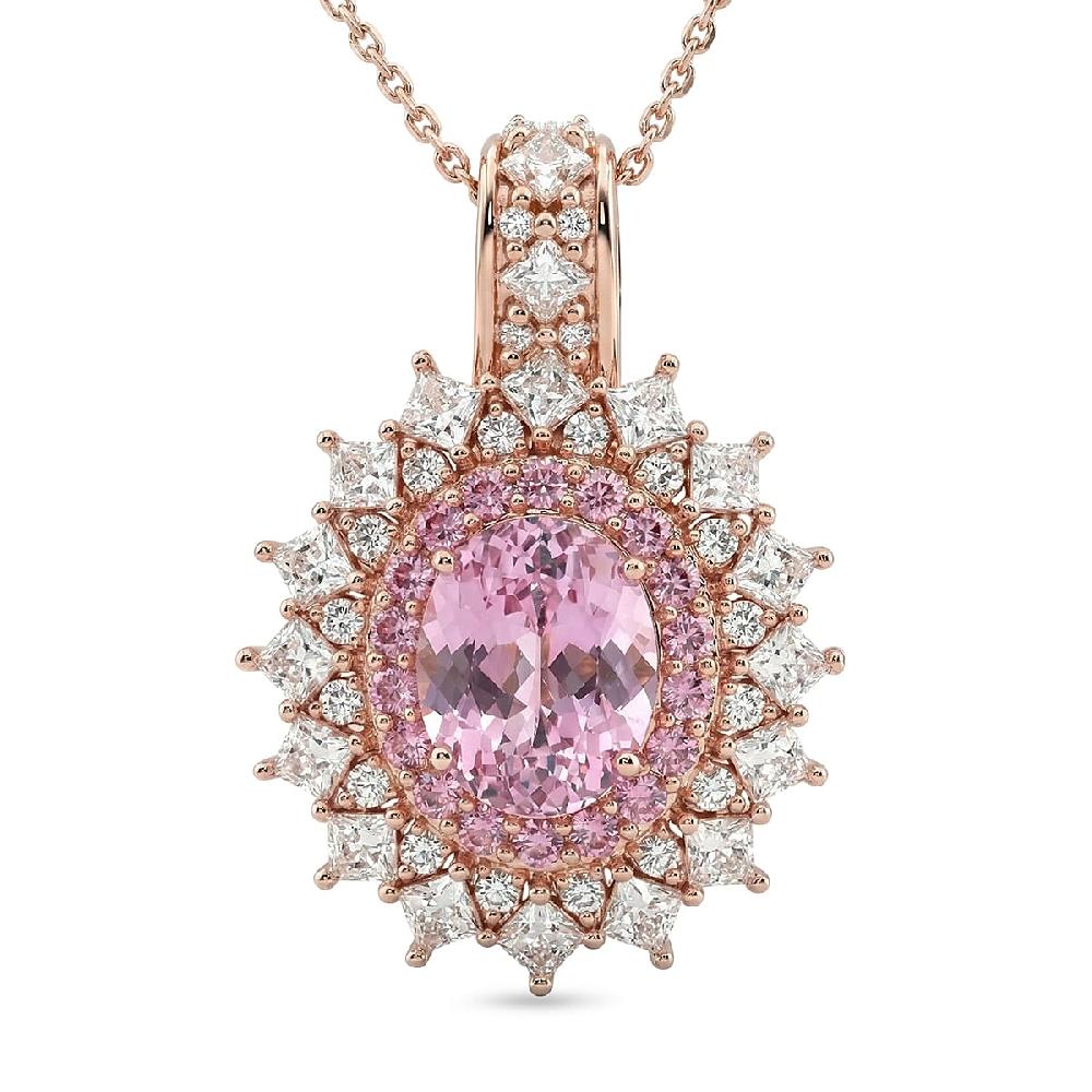 shop lc D'Joy Martha Rocha Kunzite and Multi Gemstone 3.80 ctw Dahlia Bloom Pendant Necklace in 18K Vermeil Rose Gold Over Sterling Silver 20 Inches