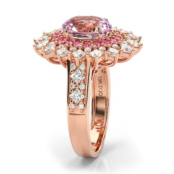 Shop Lc D'Joy Martha Rocha Kunzite And Multi Gemstone 4.00 Ctw Dahlia Bloom Ring In 18K Vermeil Rose Gold Over Sterling Silver