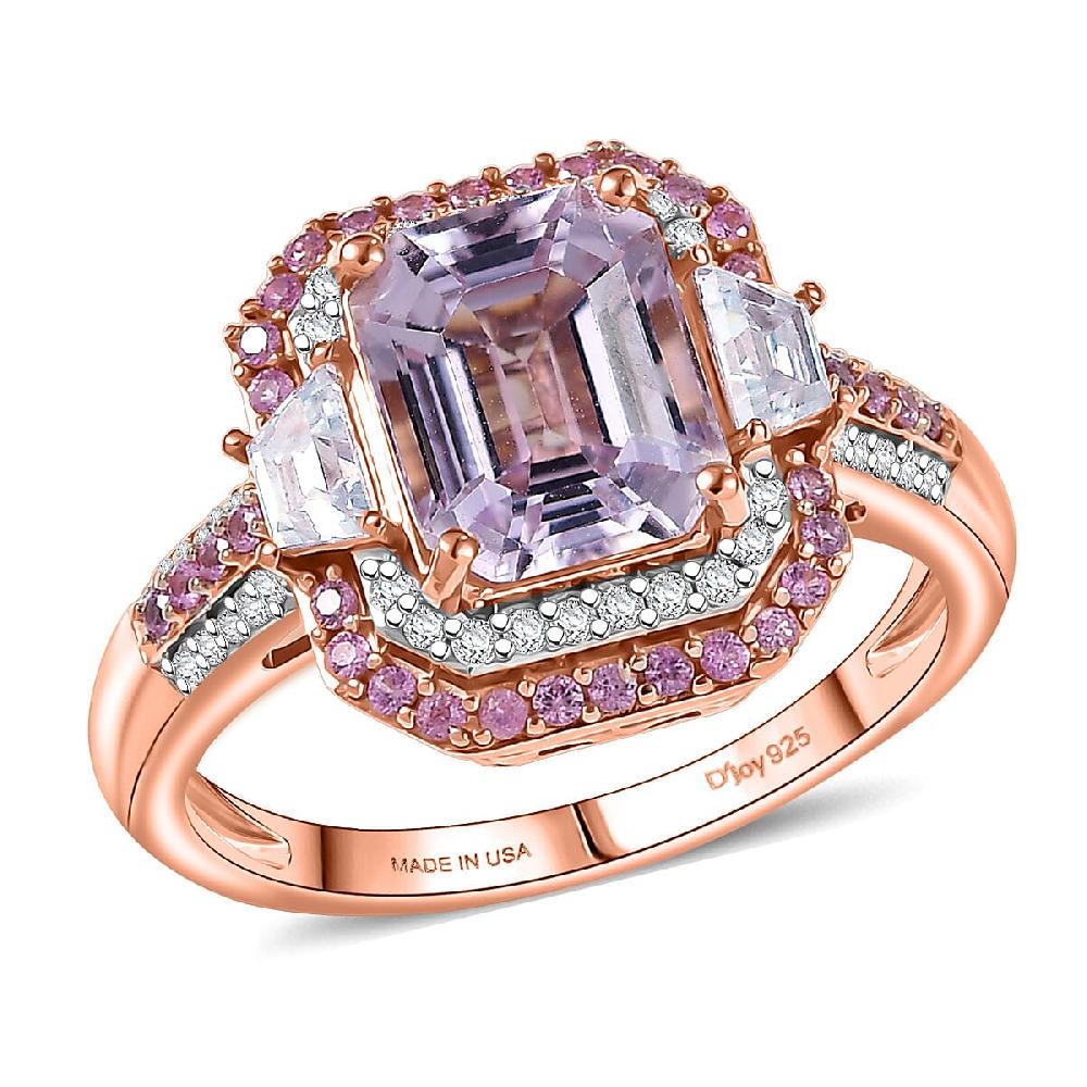 shop lc D Joy Martha Rocha Kunzite Multi Gemstone Victorian Era Ring in 18K Vermeil RG Over Sterling Silver 5.40 ctw