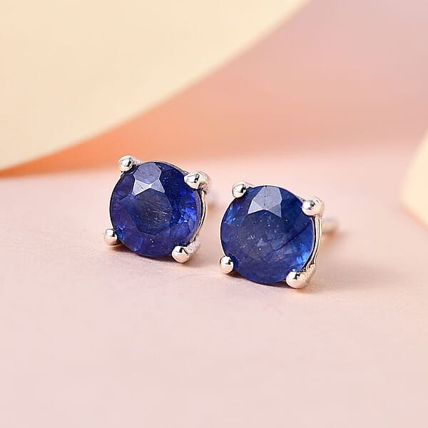 Shop Lc D'Joy Masoala Sapphire (D) 1.50 Ctw Solitaire Stud Earrings In Platinum Over Sterling Silver