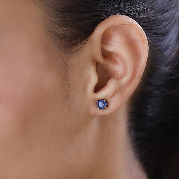 Shop Lc D'Joy Masoala Sapphire (D) 1.50 Ctw Solitaire Stud Earrings In Platinum Over Sterling Silver