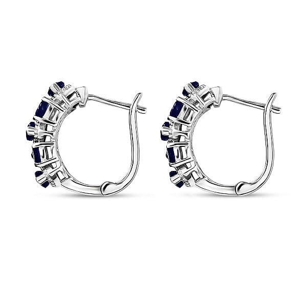 Shop Lc D'Joy Masoala Sapphire (D) 4.10 Ctw Royal Lineage Earrings In Rhodium Over Sterling Silver
