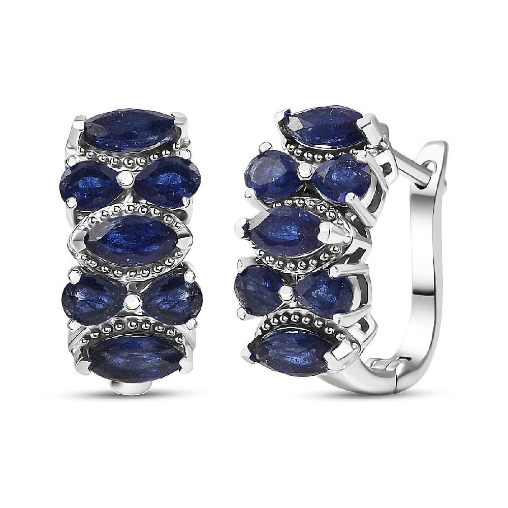 shop lc D'Joy Masoala Sapphire (D) 4.10 ctw Royal Lineage Earrings in Rhodium Over Sterling Silver