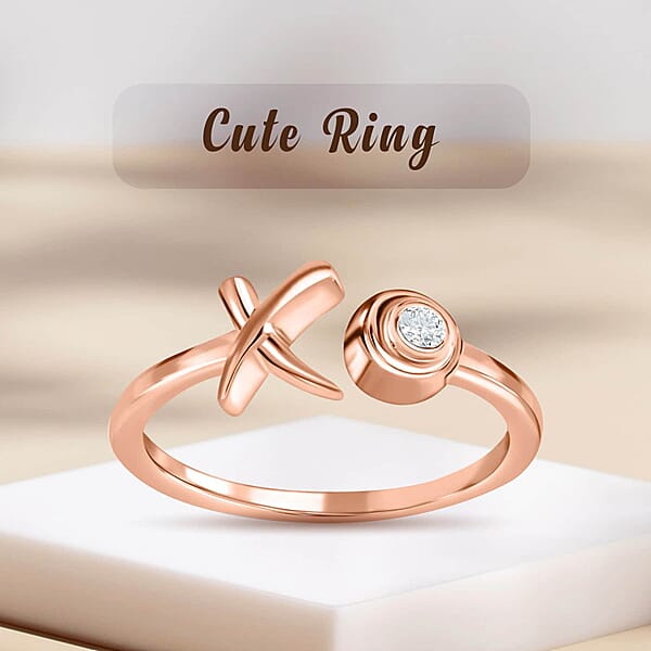 Shop Lc D'Joy Moissanite 0.05 Ctw XO Open Band Ring In Vermeil Rose Gold Over Sterling Silver