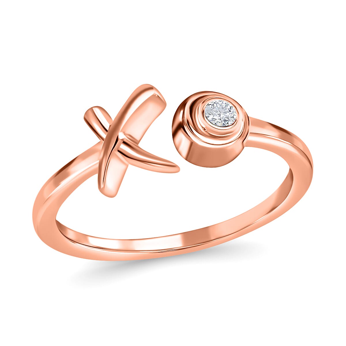 shop lc D'Joy Moissanite 0.05 ctw XO Open Band Ring in Vermeil Rose Gold Over Sterling Silver