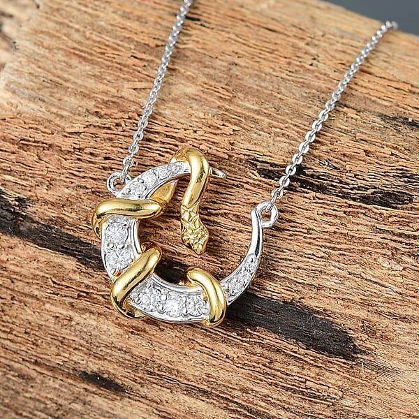 Shop Lc D'Joy Moissanite 0.35 Ctw Fancy Necklace 18 Inches In 18K Vermeil YG And Rhodium Over Sterling Silver