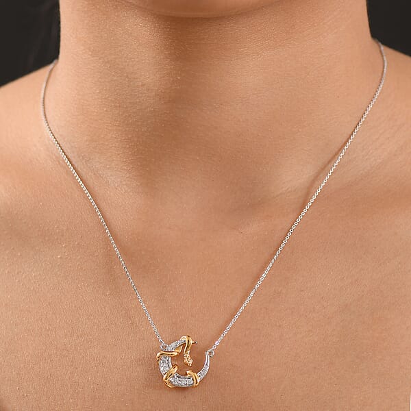 Shop Lc D'Joy Moissanite 0.35 Ctw Fancy Necklace 18 Inches In 18K Vermeil YG And Rhodium Over Sterling Silver