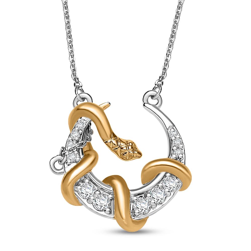 shop lc D'Joy Moissanite 0.35 ctw Fancy Necklace 18 Inches in 18K Vermeil YG and Rhodium Over Sterling Silver