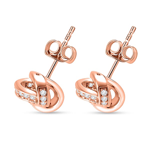 Shop Lc D'Joy Moissanite 0.35 Ctw Knot Stud Earrings In Vermeil Rose Gold Over Sterling Silver
