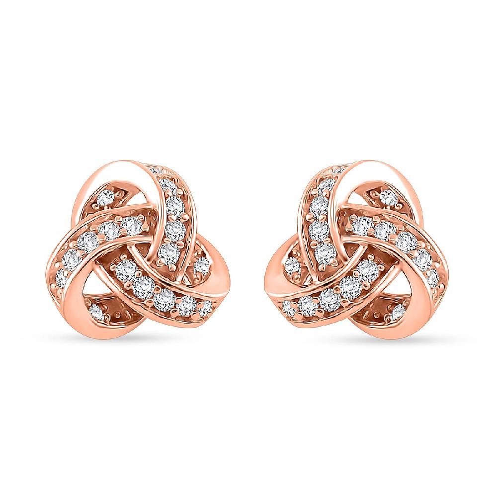 shop lc D'Joy Moissanite 0.35 ctw Knot Stud Earrings in Vermeil Rose Gold Over Sterling Silver