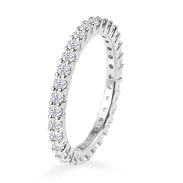 Shop Lc D'Joy Moissanite 0.90 Ctw Eternity Band Ring In Rhodium Over Sterling Silver