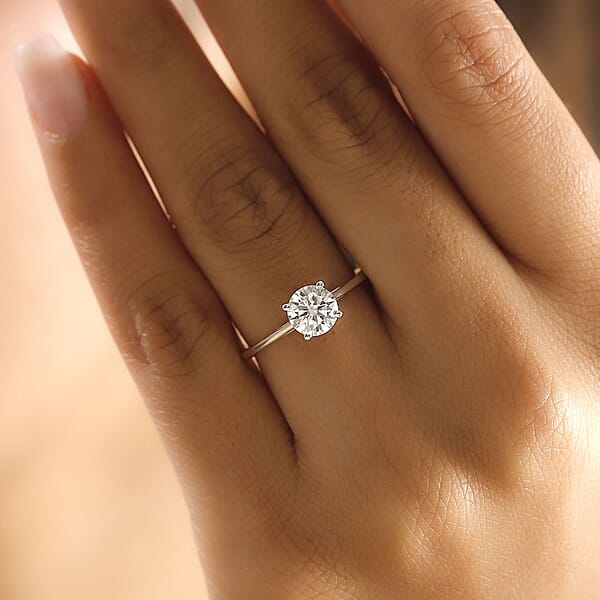 Shop Lc D'Joy Moissanite 0.90 Ctw Solitaire Ring In Rhodium Over Sterling Silver (Del. In 5-7 Days)