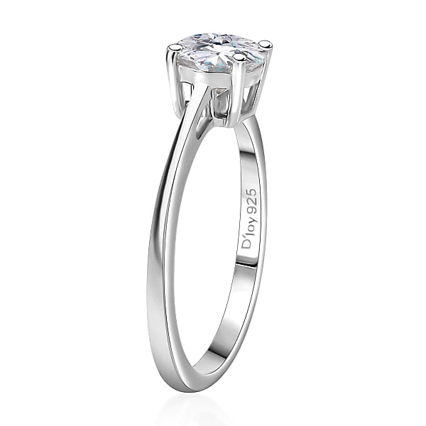 Shop Lc D'Joy Moissanite 0.90 Ctw Solitaire Ring In Rhodium Over Sterling Silver (Del. In 5-7 Days)