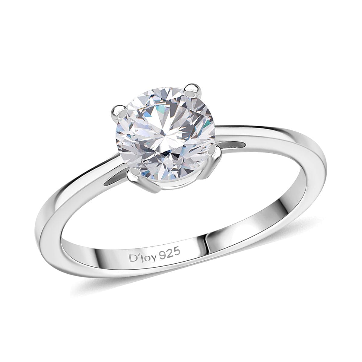 shop lc D'Joy Moissanite 0.90 ctw Solitaire Ring in Rhodium Over Sterling Silver (Del. in 5-7 Days)