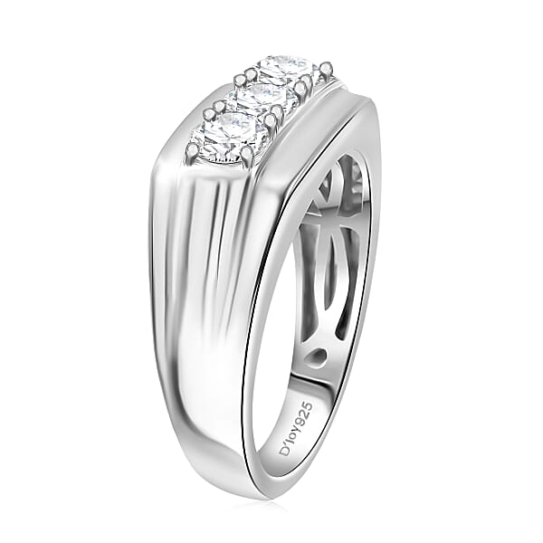 Shop Lc D'Joy Moissanite 1.00 Ctw Men's Ring In Rhodium Over Sterling Silver