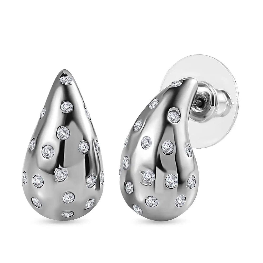 shop lc D'Joy Moissanite 1.00 ctw Raindrop Statement Earrings in Platinum Over Sterling Silver